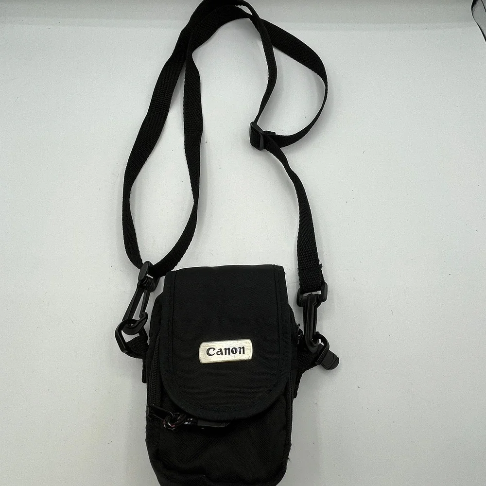 Canon Black Nylon Compact Powershot Camera Bag Crossbody with Adjustable Strap